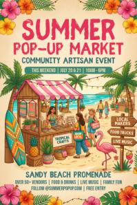 Summer Pop-Up Market Ads Cartaz template