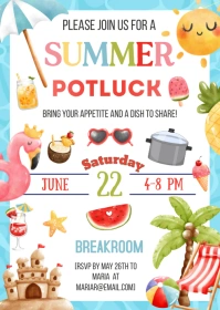 Summer Potluck Invitation A6 template