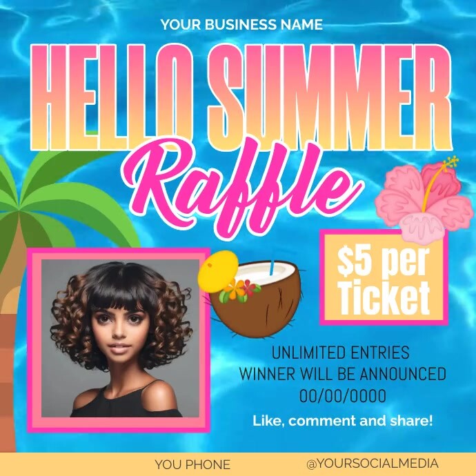 Summer Raffle Flyer Instagram Template | PosterMyWall
