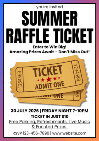 Summer Raffle Ticket Contest Invitation A4 template