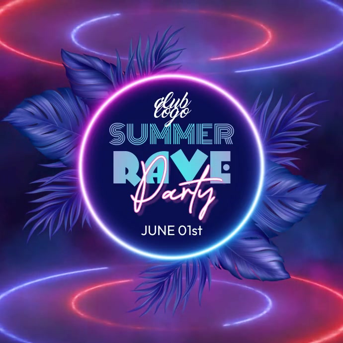 Summer Rave Party Instagram Post template