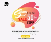 summer sale 50% off Medium Rectangle template