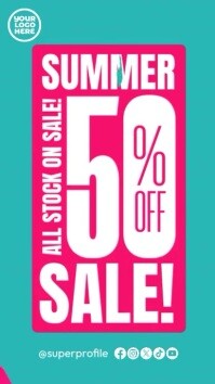 Summer Sale 50% Off Maximalist Typography Instagram Story Template