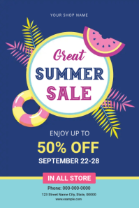 Summer Sale Flyer Etiket template