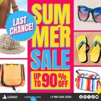 Summer Sale Last Chance 90 Percent Off Retail Ad Template Instagram Post
