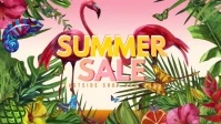 Summer Sale Video Flowers Butterfly Lawn Shop Sun Flamingo template