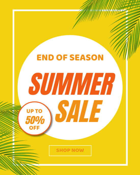summer sale yellow Instagram Portrait template