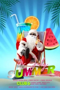 Summer Santa Claus Party Poster template
