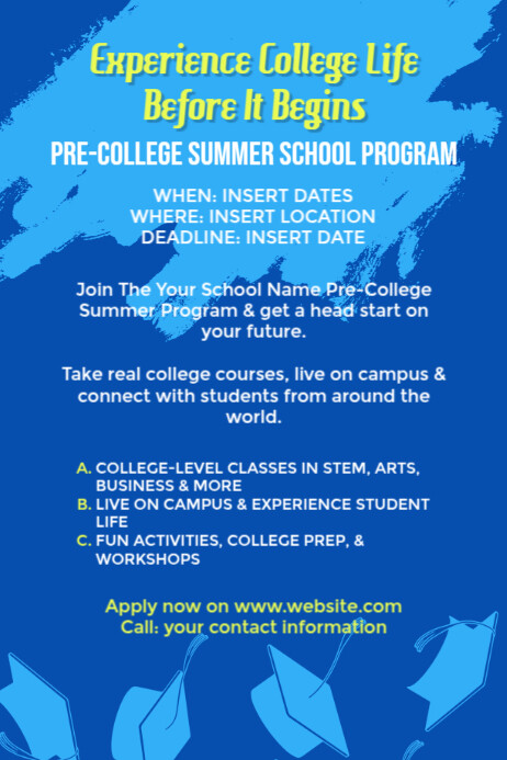 Summer School Pre-college Program Template | PosterMyWall