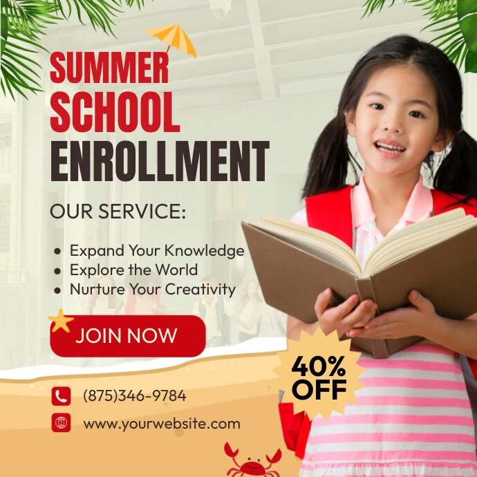 Summer School Enrollment Offer Template | PosterMyWall