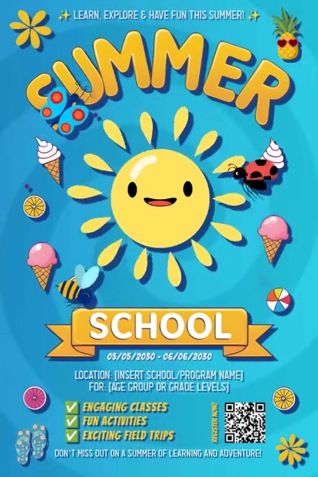 Summer School Video Ad Template Design | PosterMyWall