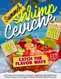 Summer Shrimp Ceviche: Catch the Flavor Wave Flyer (US Letter) template