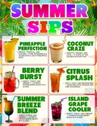 Summer Sips Drinks Menu Flyer (US Letter) template