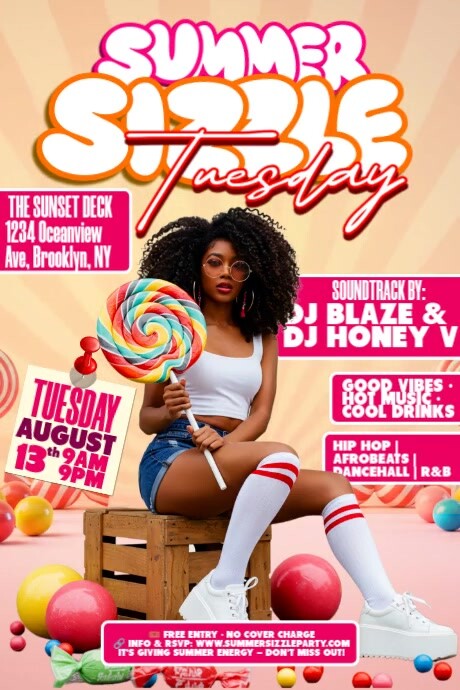 SUMMER SIZZLE TUESDAY: CANDY VIBES EDITION Cartaz template