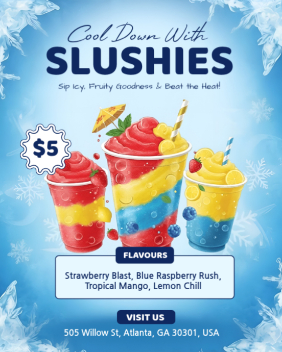Plantilla de Summer Slushies Promo Poster – Ice Drink Shop Flyer ...