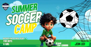 Summer Soccer Camp Banner Facebook 共享图片 template