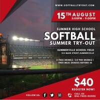 Summer Softball Try-outs Video Ad 方形(1:1) template