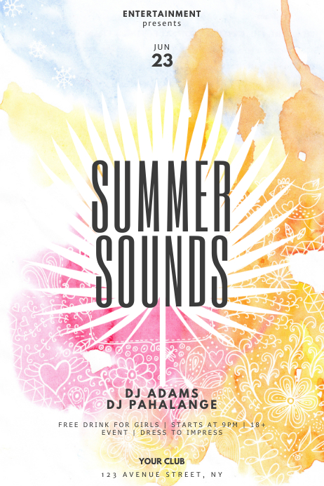 Summer Sounds Party Flyer Template Plakkaat