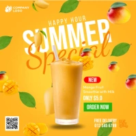 Summer Special Smoothie โพสต์บน Instagram template