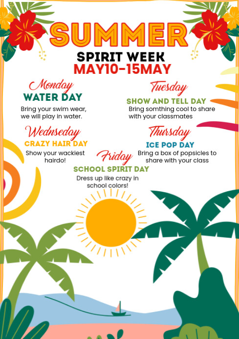 Spirit Week Design summer spirit week Template | PosterMyWall
