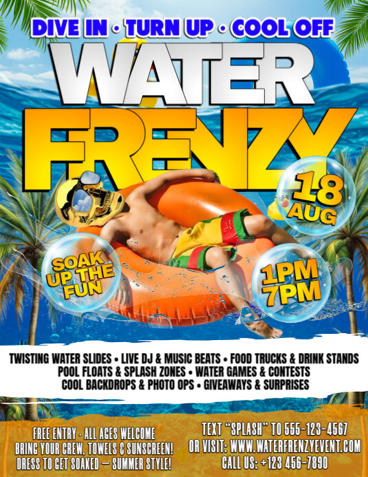Summer Splash Wild Water Bash Flyer (US Letter) template
