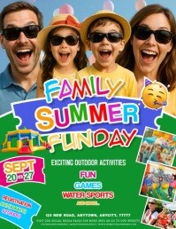 Yellow Family Summer Fun Day Pamflet Template