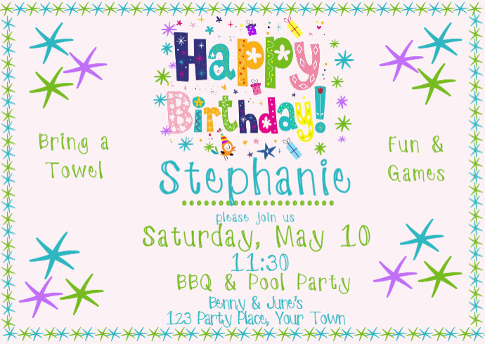 Modele Invitation Anniversaire Etoile De Mer Ete Postermywall