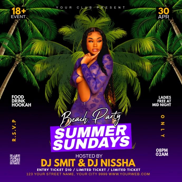 Summer Sundays beach party Wpis na Instagrama template