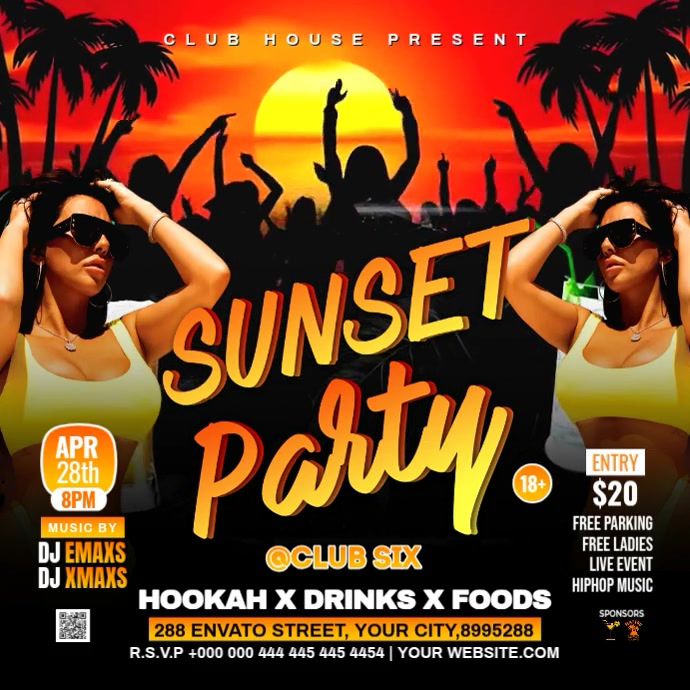 summer sunset beach party Instagram Post Video Template | PosterMyWall