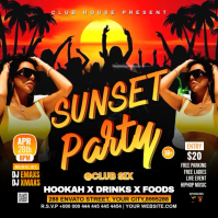 summer sunset beach party Instagram Post Video Wpis na Instagrama template