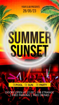 Summer Sunset Party Digital Display (9:16) template