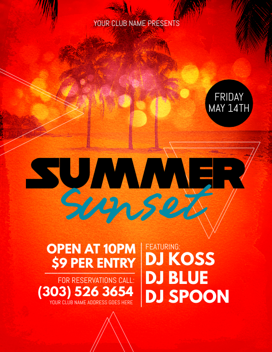 Summer Sunset Flyer Template Summer Sunset Flyer Template