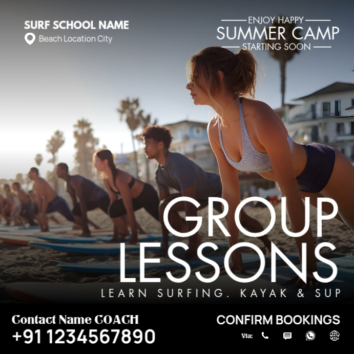 Surfing Lessons Instagram Ad Template | PosterMyWall
