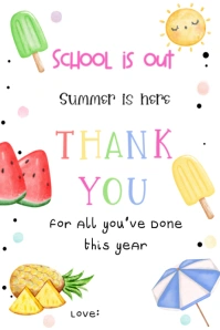 Summer Teacher Appreciation Gift Tag Template Cartel de 4 × 6 pulg.