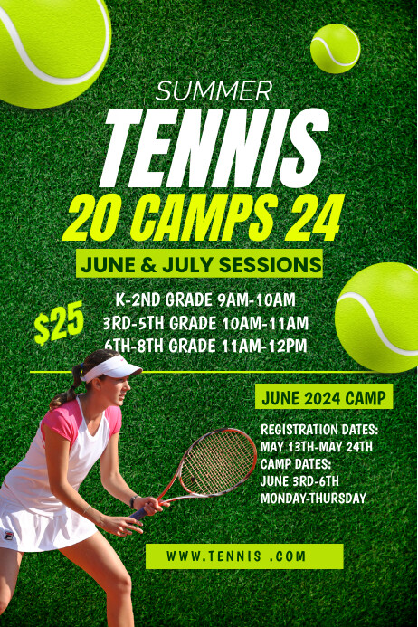 summer tennis camp Plakat template