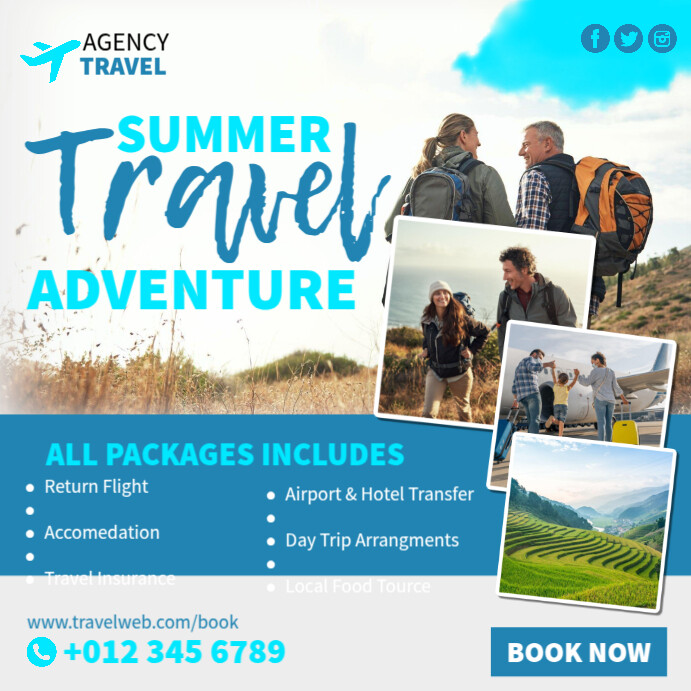 Summer Travel Adventure Instagram Post template