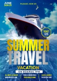 Summer travel video poster A4 template