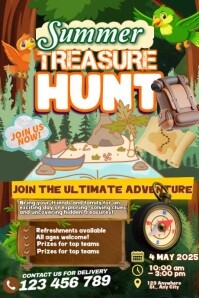 Summer Treasure Hunt Poster template