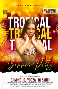 summer tropical party ad แทบลอยด์ template