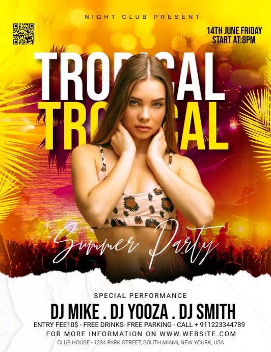 summer tropical party ad Flyer (US-Letter) template