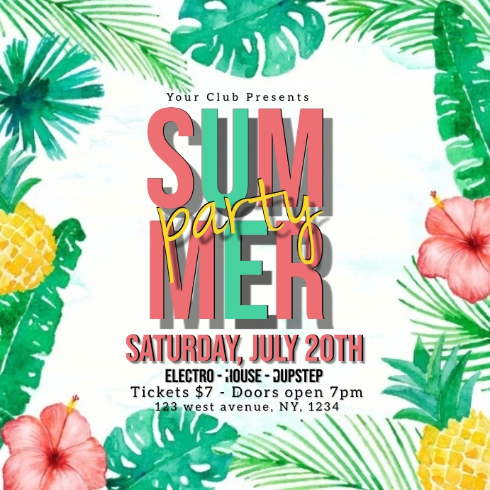 SUMMER TROPICAL PARTY EVENT Design Template | PosterMyWall