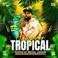 Summer tropical party flyer Instagram Post template