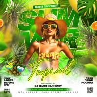 summer tropical party poster flyer template