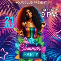 Summer tropical Party video Quadrato (1:1) template