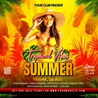 summer tropical vibes party flyer Instagram Post template