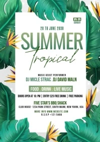 Summer Tropical Video party A4 template
