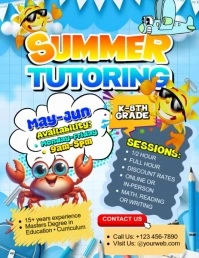 Summer Tutoring 2025: Fun Learning from May to August! Volantino (US Letter) template