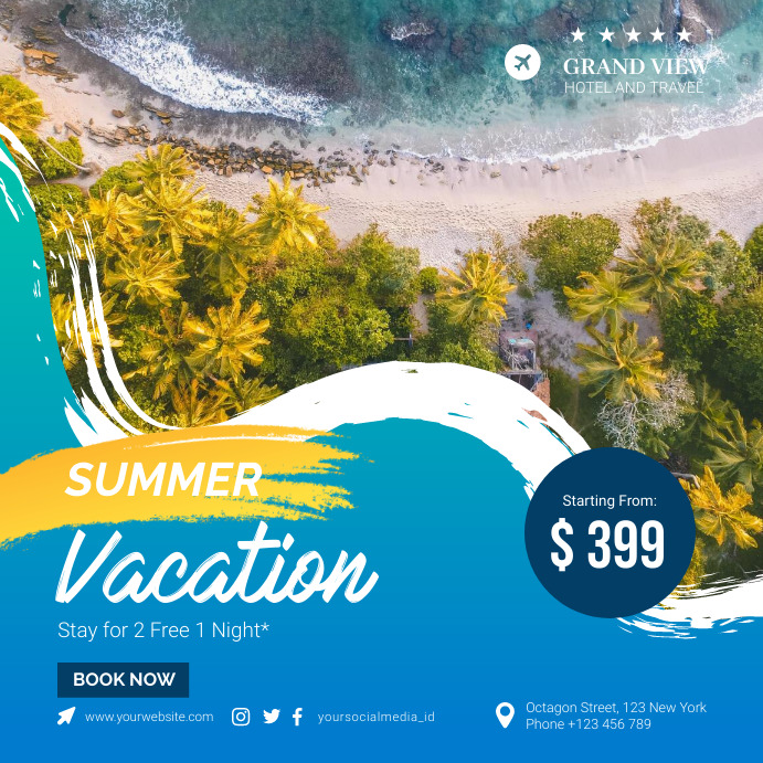 Linkedin. Summer Posts. Example Summer Vacation Holiday Social Media Post Template | PosterMyWall