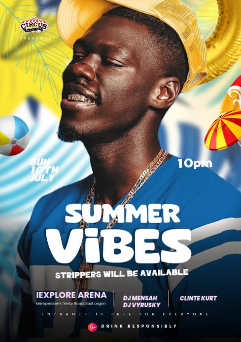 Summer Vibes Party Design Template A4