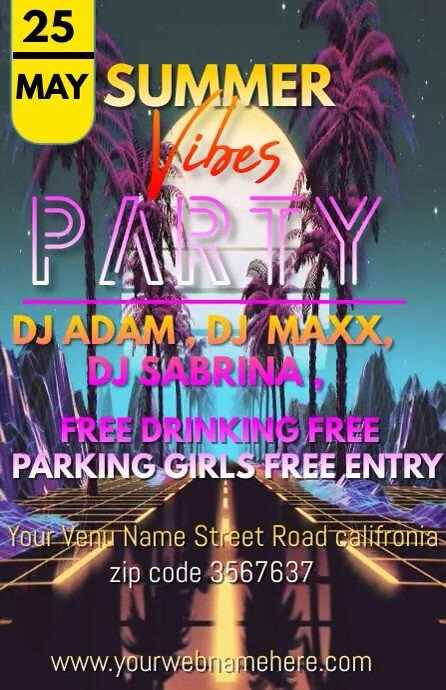 Summer Vibes Party Template Tabloid